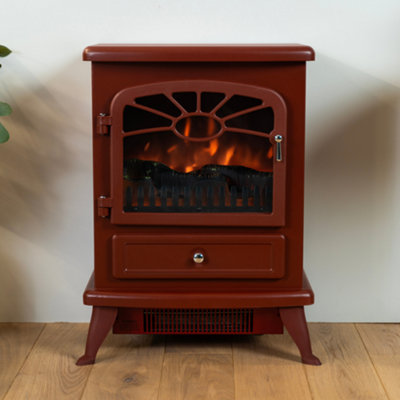 Focal Point Fires ES2000 Electric Stove - 1.8kW - Burgundy Red - Manual Controls - Image 2