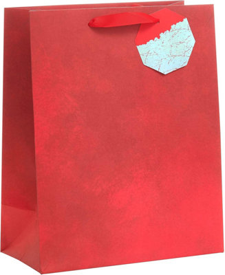 Red Design Large Gift Bag For Him/her Christmas, Birthdays, Thank You, Congratulations