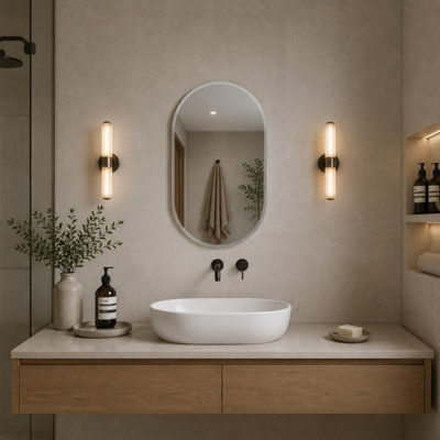 Showerdrape Lincoln Oval Wall Mounted Frameless Bevelled Edge Bathroom Mirror 70 X 50Cm from B&Q