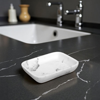 Showerdrape Octavia White Marble & Chrome Soap Dish from B&Q