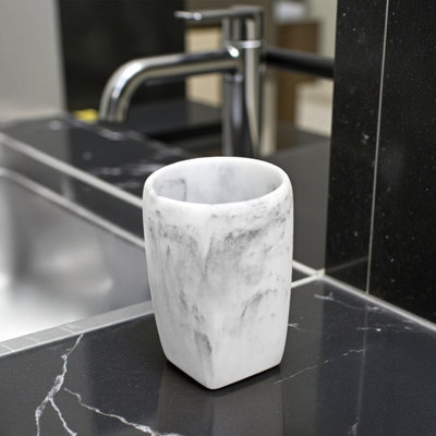 B&Q -  Octavia White Marble & Chrome Tumbler