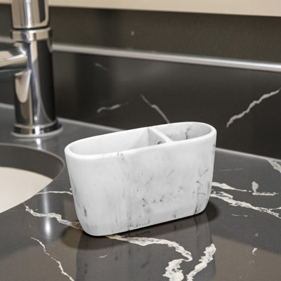 Showerdrape Octavia White Marble & Chrome Toothbrush Holder from B&Q