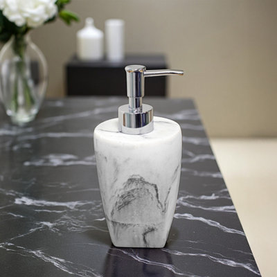 Showerdrape Octavia White Marble & Chrome Liquid Soap Dispenser from B&Q