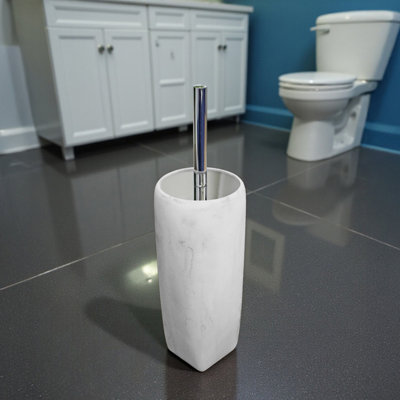 Rackhams White Octavia Marble & Chrome Toilet Brush & Holder - Image 4