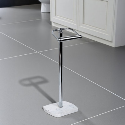 Showerdrape Octavia White Marble & Chrome Freestanding Toilet Roll Holder from B&Q