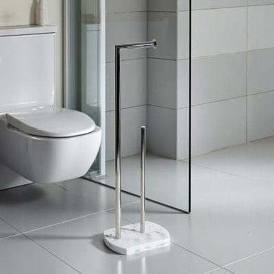 Showerdrape Octavia White Marble & Chrome Toilet Roll Holder & Spare Paper Holder Combination from B&Q