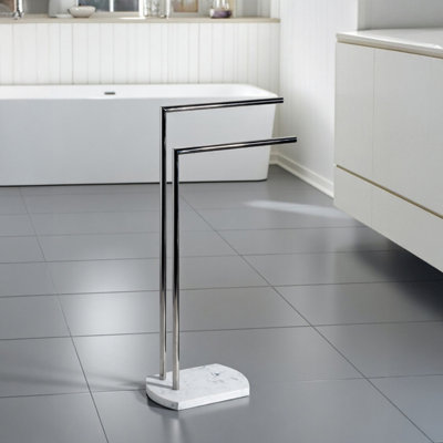 Showerdrape Octavia White Marble & Chrome Freestanding Towel Stand from B&Q