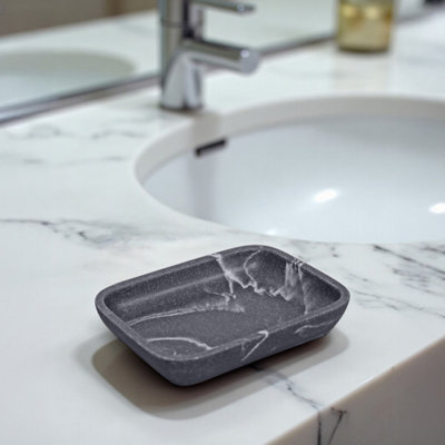 Showerdrape Octavia Grey Marble & Chrome Soap Dish from B&Q