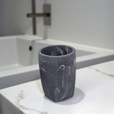 B&Q -  Octavia Grey Marble & Chrome Tumbler