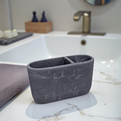 Showerdrape Octavia Grey Marble & Chrome Toothbrush Holder from B&Q