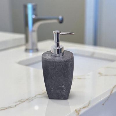 Showerdrape Octavia Grey Marble & Chrome Liquid Soap Dispenser from B&Q
