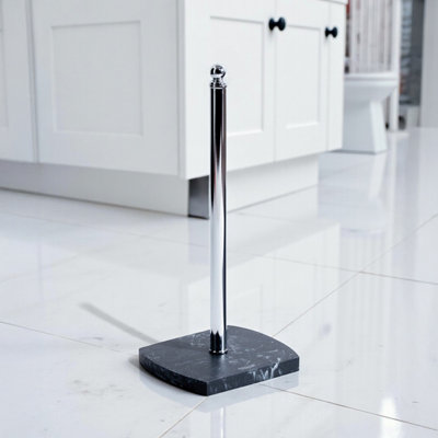 Showerdrape Octavia Grey Marble & Chrome Spare Toilet Roll Holder from B&Q