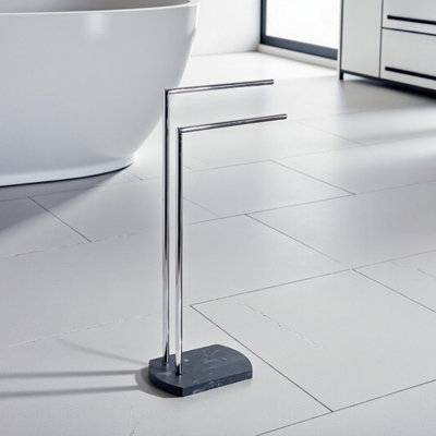 Showerdrape Octavia Grey Marble & Chrome Freestanding Towel Stand from B&Q