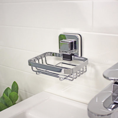 Showerdrape Unisex Silver Pushloc Chrome Steel Suction Wall Mounted Soap Basket In - Image 5