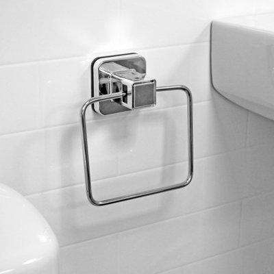 Showerdrape Pushloc Chrome Steel Suction Wall Mounted Towel Ring from B&Q