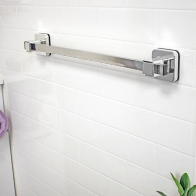 Showerdrape Pushloc Chrome Steel Suction Wall Mounted 540mm Towel Rail from B&Q