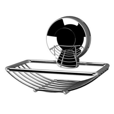 Showerdrape Suctionloc Chrome Steel Suction Wall Mounted Soap Basket from B&Q