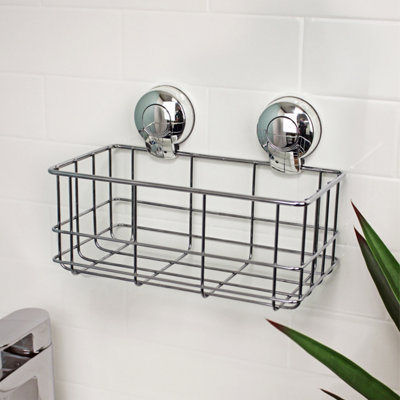 Showerdrape Suctionloc Chrome Steel Suction Wall Mounted Bottle Basket from B&Q