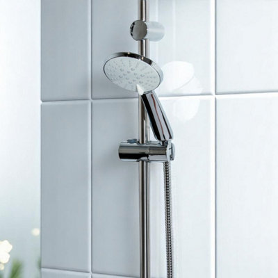 Showerdrape Activo Chrome 5-Spray Pattern Shower Riser Rail Kit from B&Q