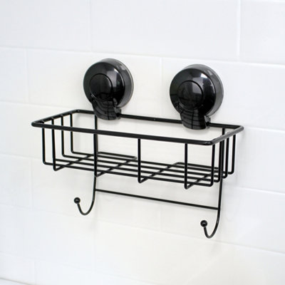 Showerdrape Suctionloc Black Steel Suction Wall Mounted Sponge Basket from B&Q