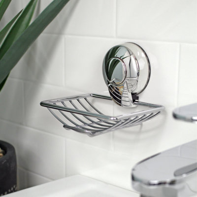 Showerdrape Suctionloc Chrome Steel Suction Wall Mounted Soap Basket from B&Q