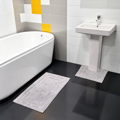 Showerdrape Pinnacle Grey 2 Piece 100% Cotton Bath Mat Set from B&Q