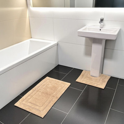 Showerdrape Pinnacle Biscuit  2 Piece 100% Cotton Bath Mat Set from B&Q