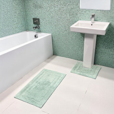 Showerdrape Pinnacle Spearmint Green 2 Piece 100% Cotton Bath Mat Set from B&Q