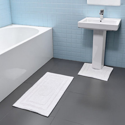 Showerdrape Pinnacle White  2 Piece 100% Cotton Bath Mat Set from B&Q
