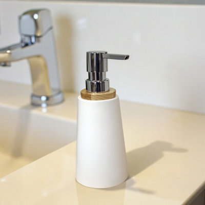 Showerdrape Sonata White & Bamboo Liquid Soap Dispenser from B&Q