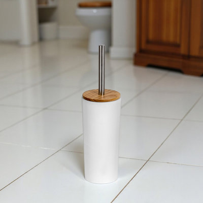B&Q -  Sonata White & Bamboo Toilet Brush & Holder