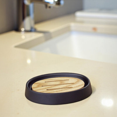 Showerdrape Sonata Black & Bamboo Soap Dish from B&Q