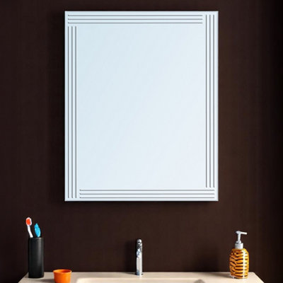 Showerdrape Kensington Rectangular Wall Mounted Frameless Diamond Cut Bathroom Mirror 60 X 45Cm