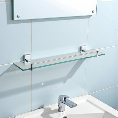 Showerdrape Unity Chrome Stainless Steel Wall Mounted Glass Vanity Shelf 500mm from B&Q