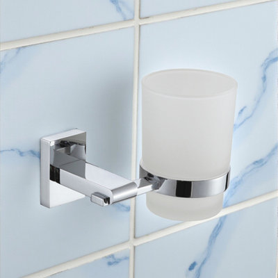 Showerdrape Unity Chrome Stainless Steel & Frosted Glass Wall Mounted Toothbrush Holder from B&Q