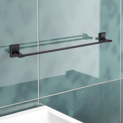 Showerdrape Unity Black Steel Wall Mounted Towel Rail 500mm from B&Q