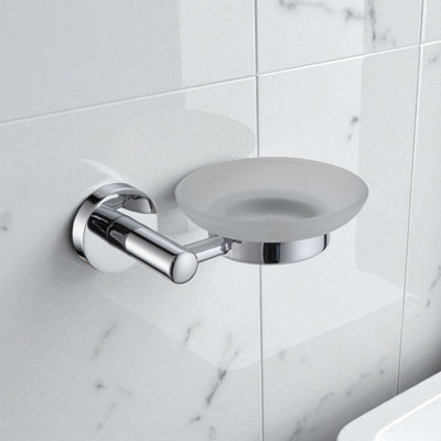 Showerdrape Modernity Chrome Stainless Steel & Frosted Glass Wall Mounted Soap Dish