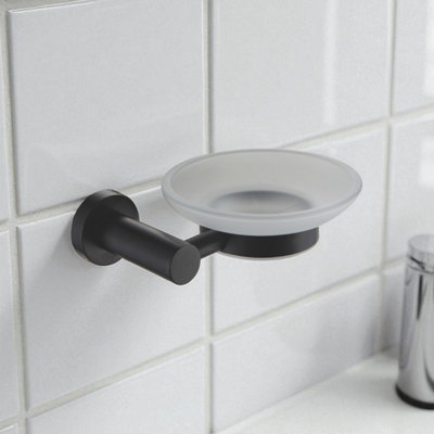 Showerdrape Black Modernity Stainless Wall Mounted Frosted Glass Soap Dish - Image 4