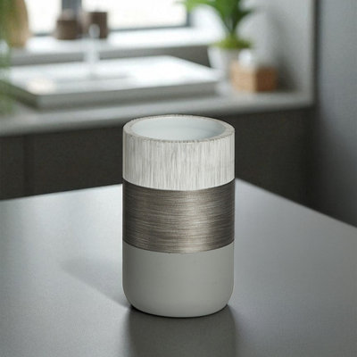 Showerdrape Luxe Grey/white Tumbler from B&Q