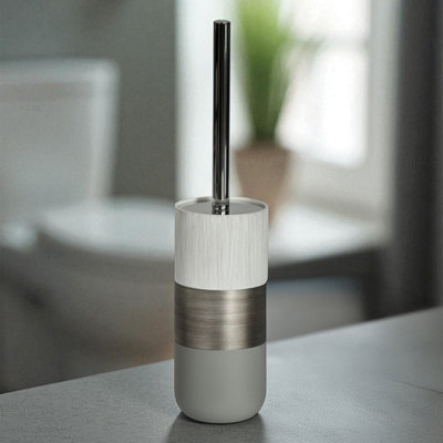 B&Q -  Luxe Grey/white Toilet Brush & Holder