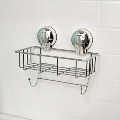 Showerdrape Suctionloc Chrome Steel Suction Wall Mounted Sponge Basket With Mounting Discs from B&Q
