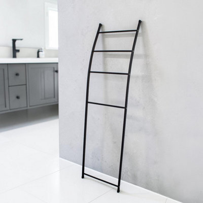 Showerdrape Apex Black Towel Ladder Freestanding 4 Tier Bathroom Towel Rail Storage from B&Q