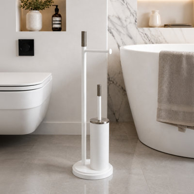 B&Q -  Chester White Toilet Roll Holder & Toilet Brush Combination