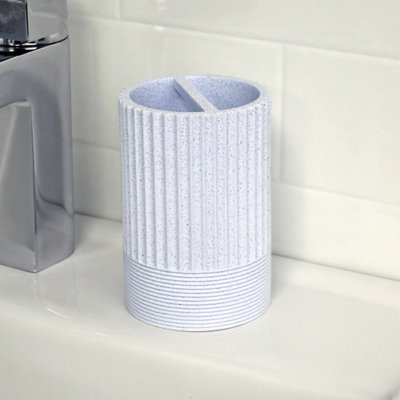 Showerdrape Tranquil Pale Blue Resin Freestanding Toothbrush Holder from B&Q