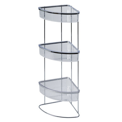 Showerdrape Pure Chrome Freestanding Bathroom Floor Corner Shower Caddy from B&Q