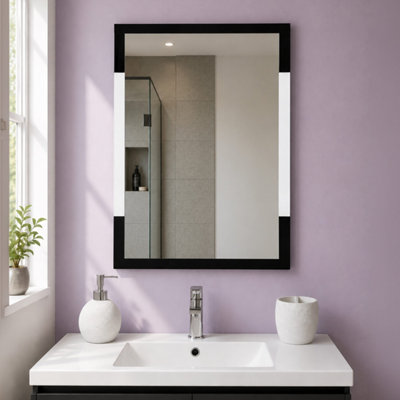 B&Q -  Hampstead Rectangular Wall Mounted Black Framed Bathroom Mirror 70 X 50Cm