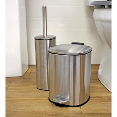 Showerdrape Capri Satin Chrome  3L Bathroom Bin & Toilet Brush Set from B&Q