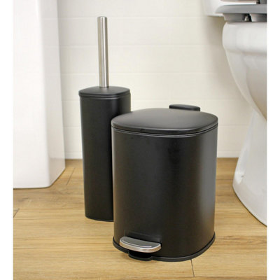 Showerdrape Capri Black 3L Bathroom Bin & Toilet Brush Set from B&Q
