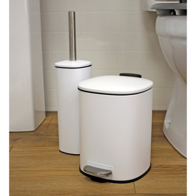Showerdrape Capri White 3L Bathroom Bin & Toilet Brush Set from B&Q