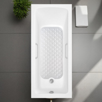 Showerdrape Orbit White Extra Long Anti Slip Bath Mat 90Cm X 40Cm from B&Q